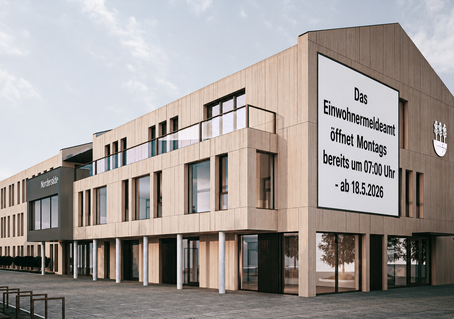 Bürgerzentrum mit Plakat andere Öffnungszeiten