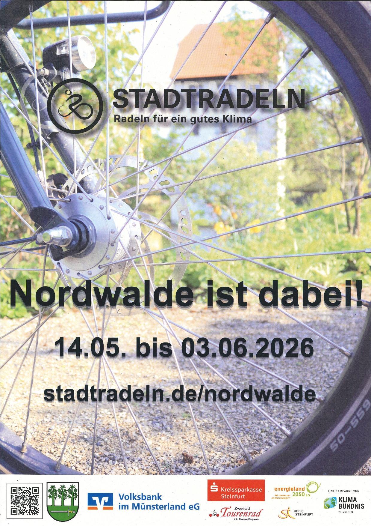 Werbeplakat am Bispinghof mit einem Fahrrad
