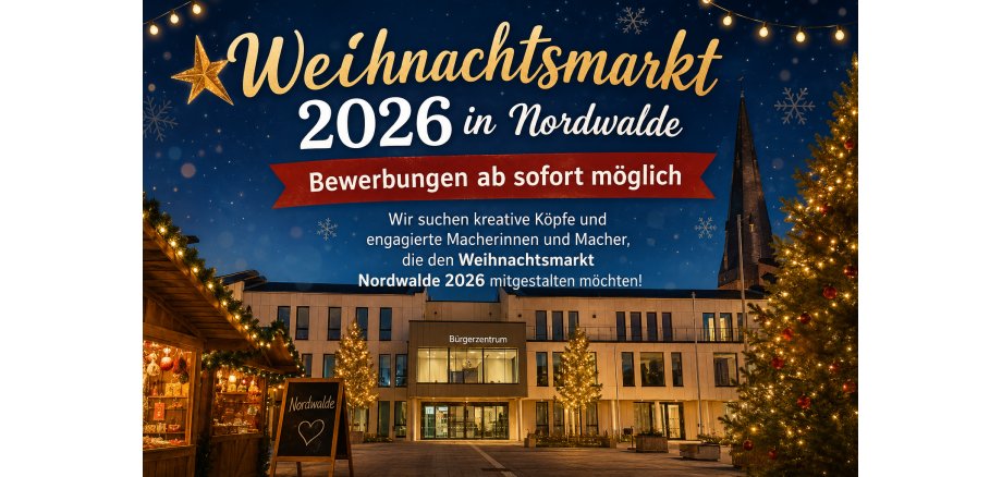 Werbeplakat weihnachtlich vor dem Bürgerzentrum